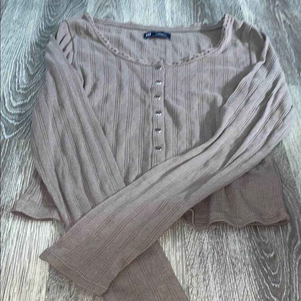 NWOT GAP Taupe Ribbed Knit Top